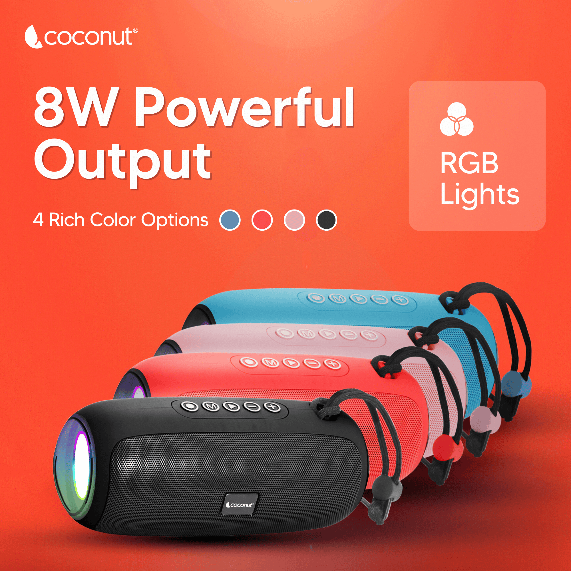 Grace 8W Bluetooth Speaker, RGB portable design, Bluetooth 5.1 tech